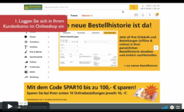 Video Tutorial Bestellhistorie kemmler.de