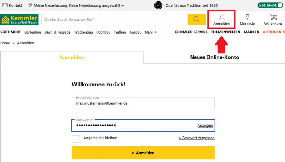 online shop kemmler registrieren