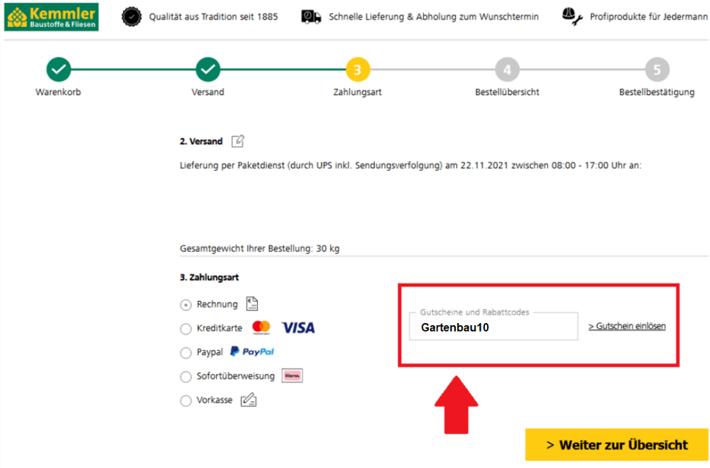 gutschein einlösen kemmler onlineshop