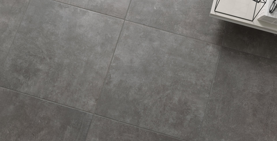 Ameno Bodenfliese 30x60,4 cm schwarz matt Feinsteinzeug unglasiert R10